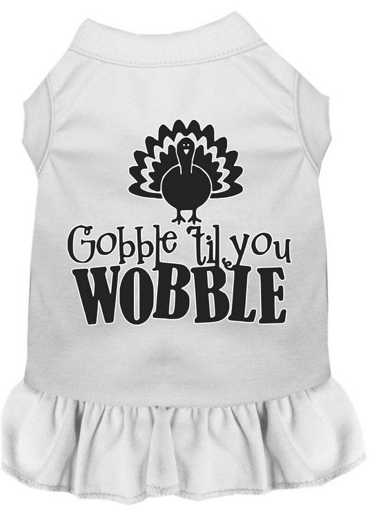 Gobble til You Wobble Screen Print Dog Dress White XXXL